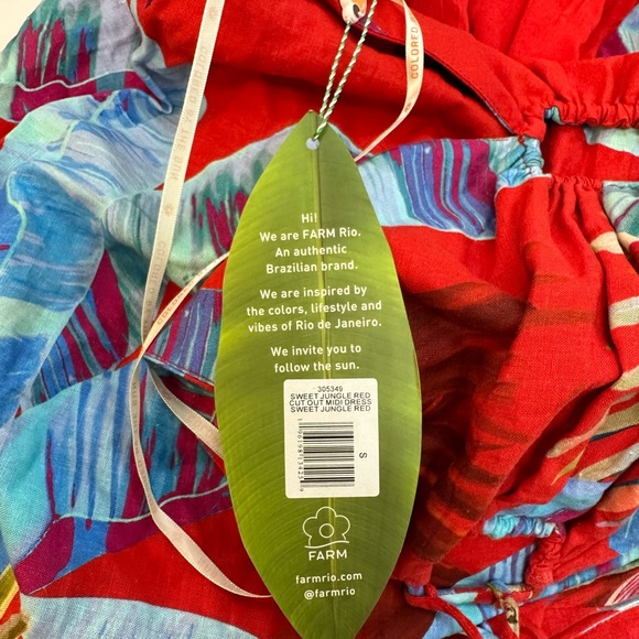 Farm Rio Red Sweet Jungle Cut Out Midi Dress - Picture 10 of 10